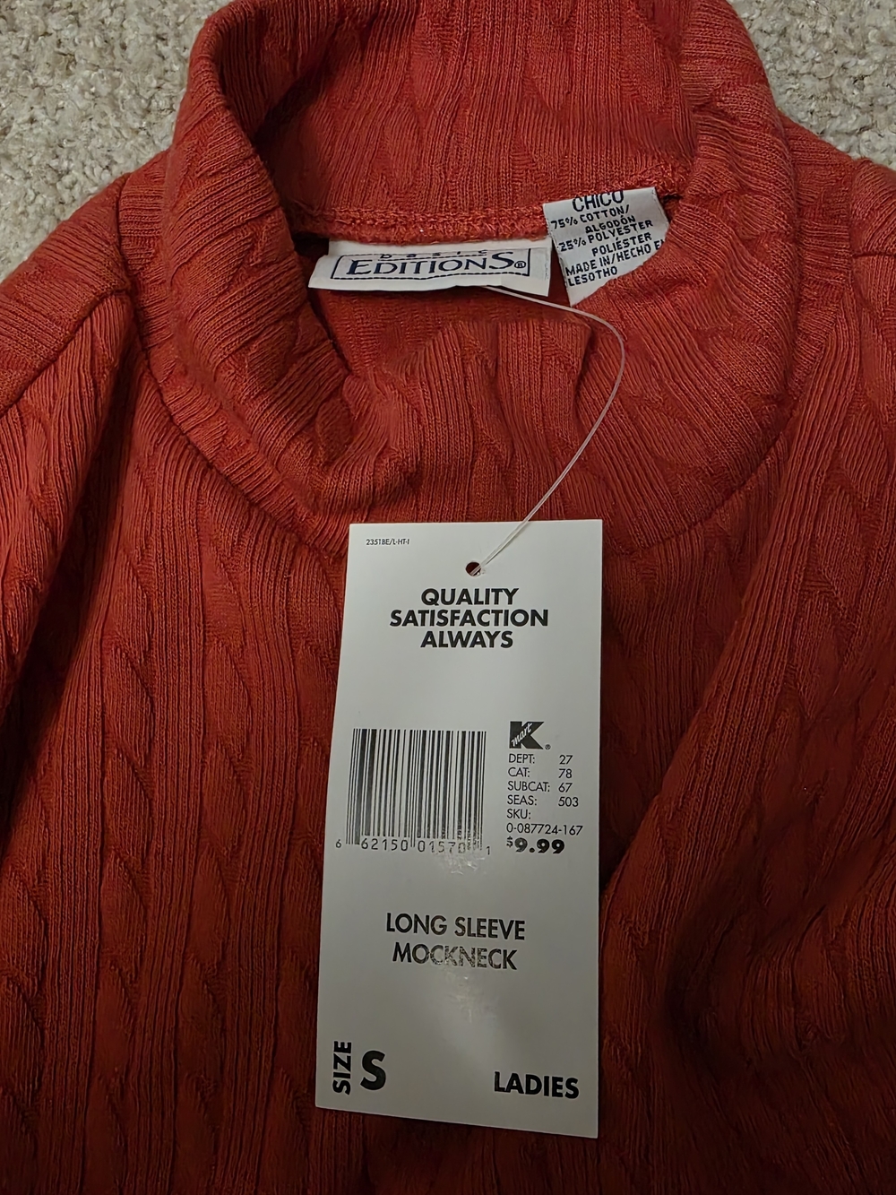 Ladies Long Sleeve Mockneck Sweater - Red